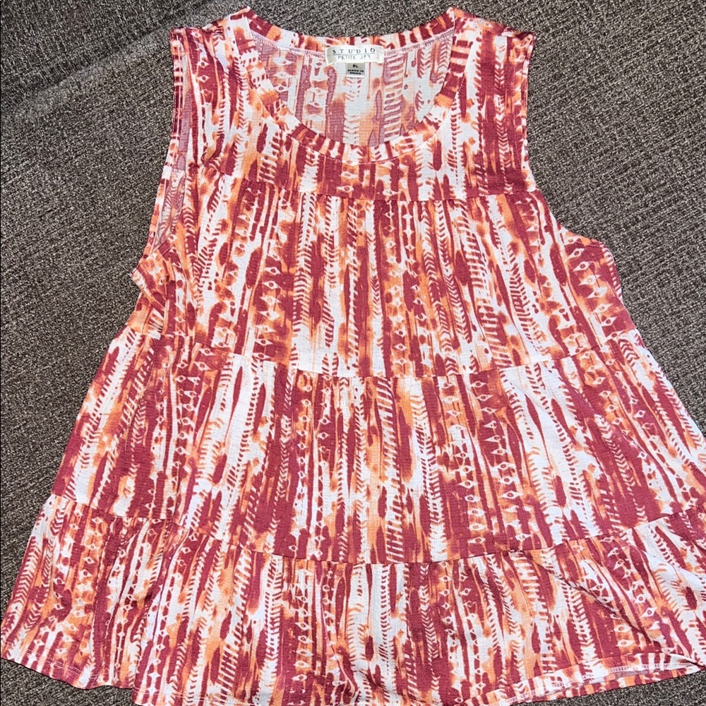 Studio Women's Red and Orange Sleeveless Blouse